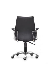 Elegant Black Leather & Chrome Mid-Back Chair