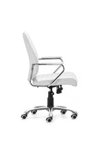 Load image into Gallery viewer, Elegant White Leather & Chrome Mid-Back Chair