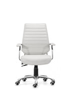 Load image into Gallery viewer, Elegant White Leather & Chrome Mid-Back Chair