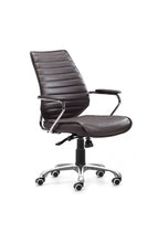 Load image into Gallery viewer, Elegant Espresso Leather & Chrome Mid-Back Chair