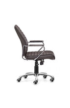 Load image into Gallery viewer, Elegant Espresso Leather & Chrome Mid-Back Chair