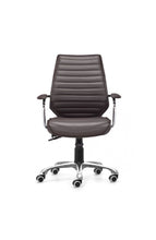 Load image into Gallery viewer, Elegant Espresso Leather & Chrome Mid-Back Chair
