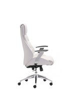 Load image into Gallery viewer, White Leather &amp; Chrome Modern Office Chair with Ultimate Comfort
