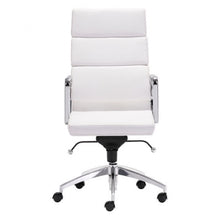 Load image into Gallery viewer, Classic High-Back Office Chair in White Leatherette and Chrome
