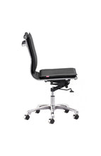 Load image into Gallery viewer, Black Leather & Chrome Modern Office Chair with Casters