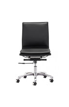 Load image into Gallery viewer, Black Leather & Chrome Modern Office Chair with Casters