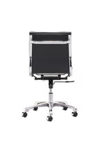 Load image into Gallery viewer, Black Leather & Chrome Modern Office Chair with Casters