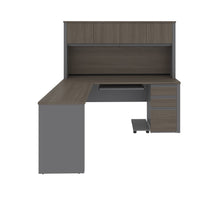 Load image into Gallery viewer, Modern Bark Gray & Slate 71" L-shaped Desk with Hutch