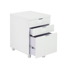 Load image into Gallery viewer, 3-Drawer White Lacquer Rolling File Cabinet