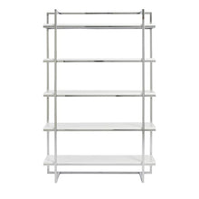 Load image into Gallery viewer, Sturdy 5-Shelf Office Bookcase w/ Exposed Steel & White Shelves
