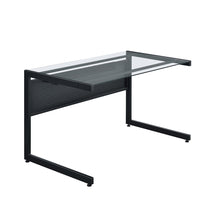 Load image into Gallery viewer, Glass Top 50" Modern Black C-Shaped Modular Desk