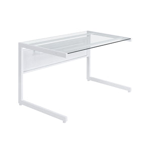 Glass Top 50" Modern White C-Shaped Modular Desk
