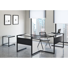 Load image into Gallery viewer, Black C-Shaped 34" Modern Desk with Glass Top