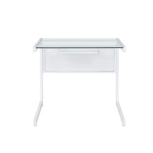 Load image into Gallery viewer, C-Shaped 34" Modern White Desk with Glass Top