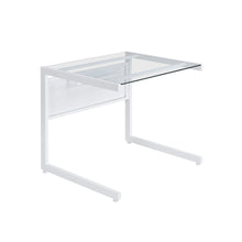 Load image into Gallery viewer, C-Shaped 34" Modern White Desk with Glass Top