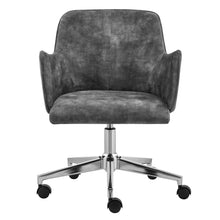 Load image into Gallery viewer, Elegant Curved Gray Velvet Office Chair
