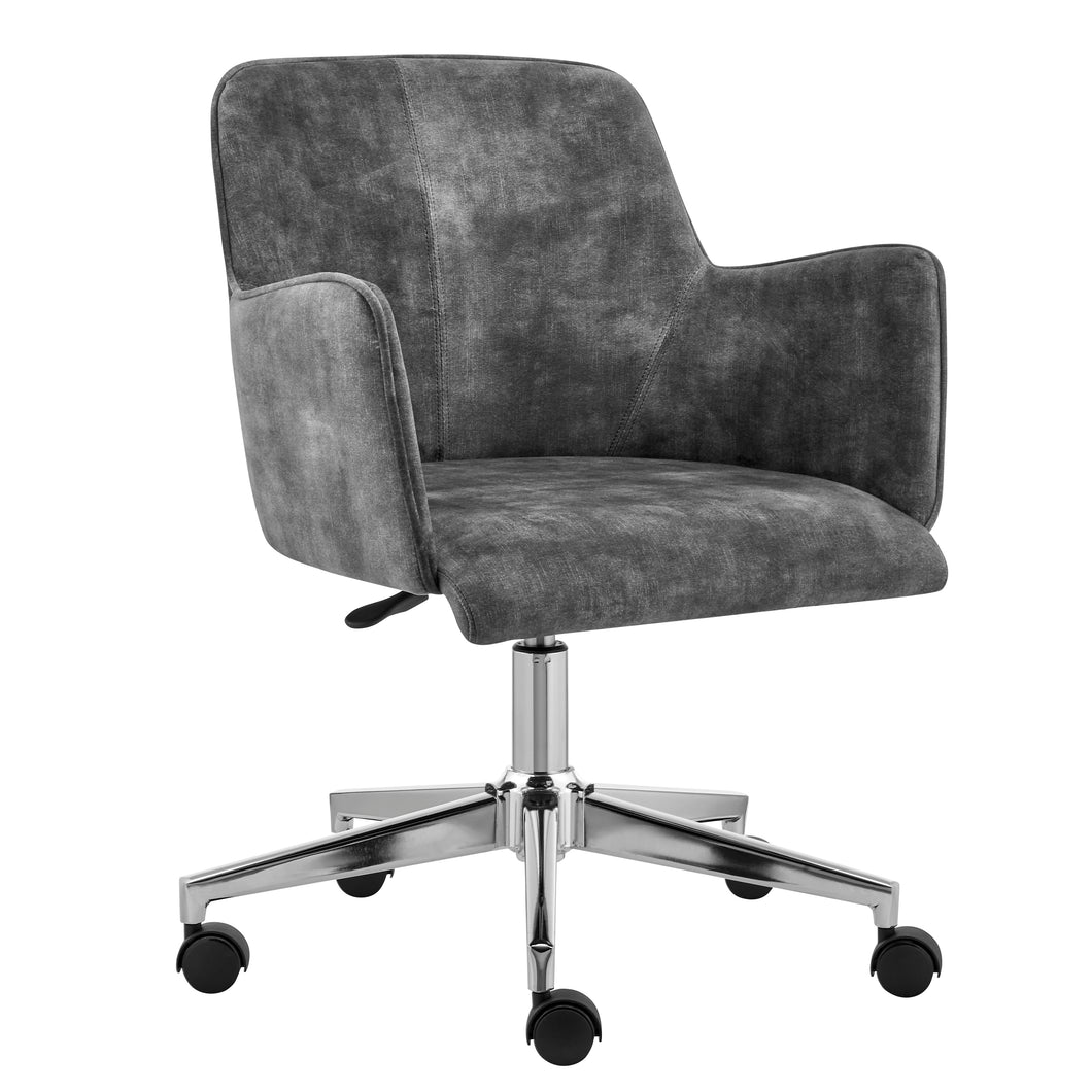 Elegant Curved Gray Velvet Office Chair
