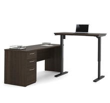 Load image into Gallery viewer, L-Shaped Adjustable Office Desk in Dark Chocolate