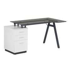 Load image into Gallery viewer, 60" Desk with Built-in File in White/Glass