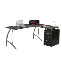 Load image into Gallery viewer, 59" Espresso Curved L-Desk with FIle