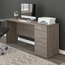 Load image into Gallery viewer, 65" Three Drawer Desk in Silver Maple