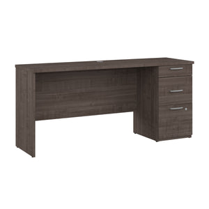65" Three Drawer Desk in Gray Maple
