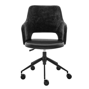 Cozy Office Chair in Black Leatherette & Fabric