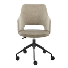 Load image into Gallery viewer, Cozy Office Chair in Gray Leatherette & Taupe Fabric