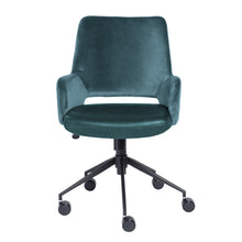 Load image into Gallery viewer, Modern Blue Velvet & Black Leather Office Armchair