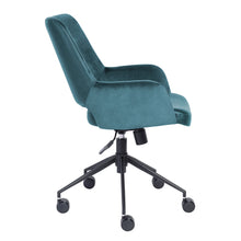 Load image into Gallery viewer, Modern Blue Velvet & Black Leather Office Armchair
