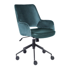 Load image into Gallery viewer, Modern Blue Velvet & Black Leather Office Armchair