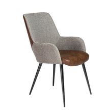 Load image into Gallery viewer, Padded Guest Armchair in Brown Leatherette and Gray Fabric
