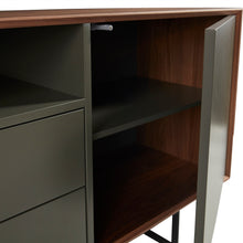 Load image into Gallery viewer, Walnut & Dark Gray Office Credenza w/ Modern Design
