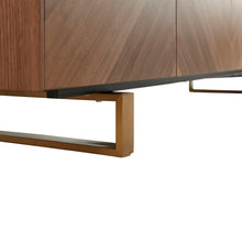 Load image into Gallery viewer, American Walnut and Brushed Brass 79" Storage Credenza