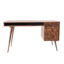 Load image into Gallery viewer, Modern 54" Solid Wood Office Desk with Intricate Wood Pattern
