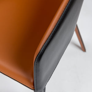 Leather Guest or Conference Chair in Black & Cognac