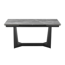 Load image into Gallery viewer, 63-95" Conference Table with Extending Leaves in Gray Marble Glass & Matte Steel