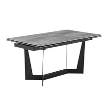 Load image into Gallery viewer, 63-95" Conference Table with Extending Leaves in Gray Marble Glass & Matte Steel