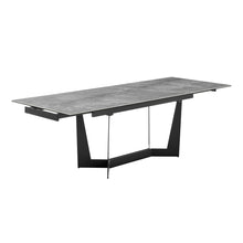 Load image into Gallery viewer, 63-95" Conference Table with Extending Leaves in Gray Marble Glass & Matte Steel
