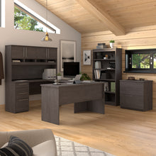 Load image into Gallery viewer, Bark Gray 60" U-Desk Set with Customizable Configuation, Bookcase, & File