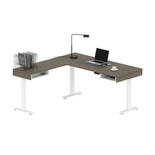 Load image into Gallery viewer, 71&quot; Walnut Gray and White Standing L-Shaped Desk
