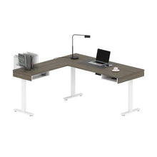 Load image into Gallery viewer, 71" Walnut Gray and White Standing L-Shaped Desk