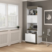 Load image into Gallery viewer, Walnut Gray & White 30" Collapsable Desk/Storage Cabinet with Hutch