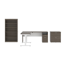 Load image into Gallery viewer, 72&quot; Bark Gray &amp; White Adjustable 3 Piece L-Desk Set
