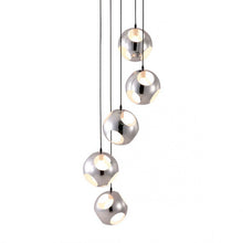 Load image into Gallery viewer, Hanging Office Light of 5 Silver Orbs
