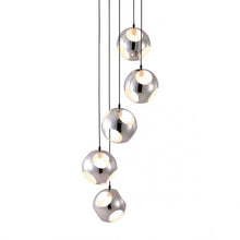 Load image into Gallery viewer, Hanging Office Light of 5 Silver Orbs