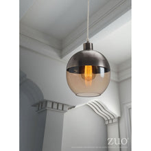 Load image into Gallery viewer, Amber & Bronze Satin Hanging Office Lamp