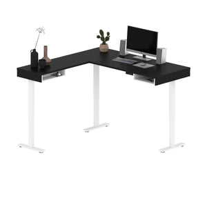 71" Black and White Standing L-Shaped Desk