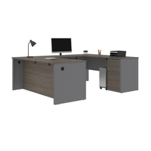 Load image into Gallery viewer, Premium 71" Bark Gray and Slate U-shaped Desk