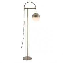 Load image into Gallery viewer, Elegant Mid-Century Brass Floor Lamp w/ Frosted Glass Sphere